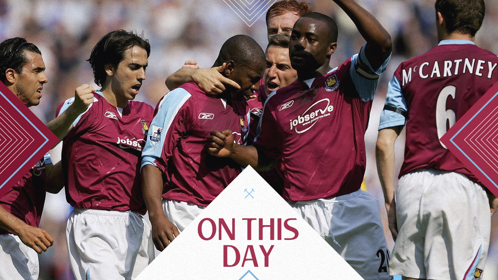West Ham players celebrate a goal at Wigan in 2007