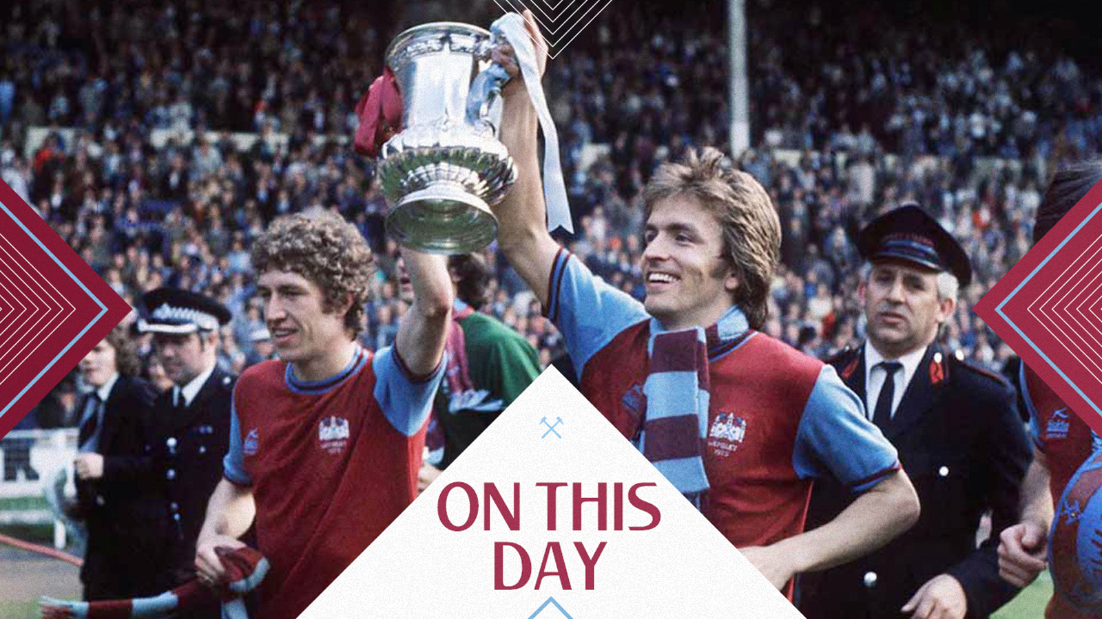 West Ham players with the FA Cup in 1975