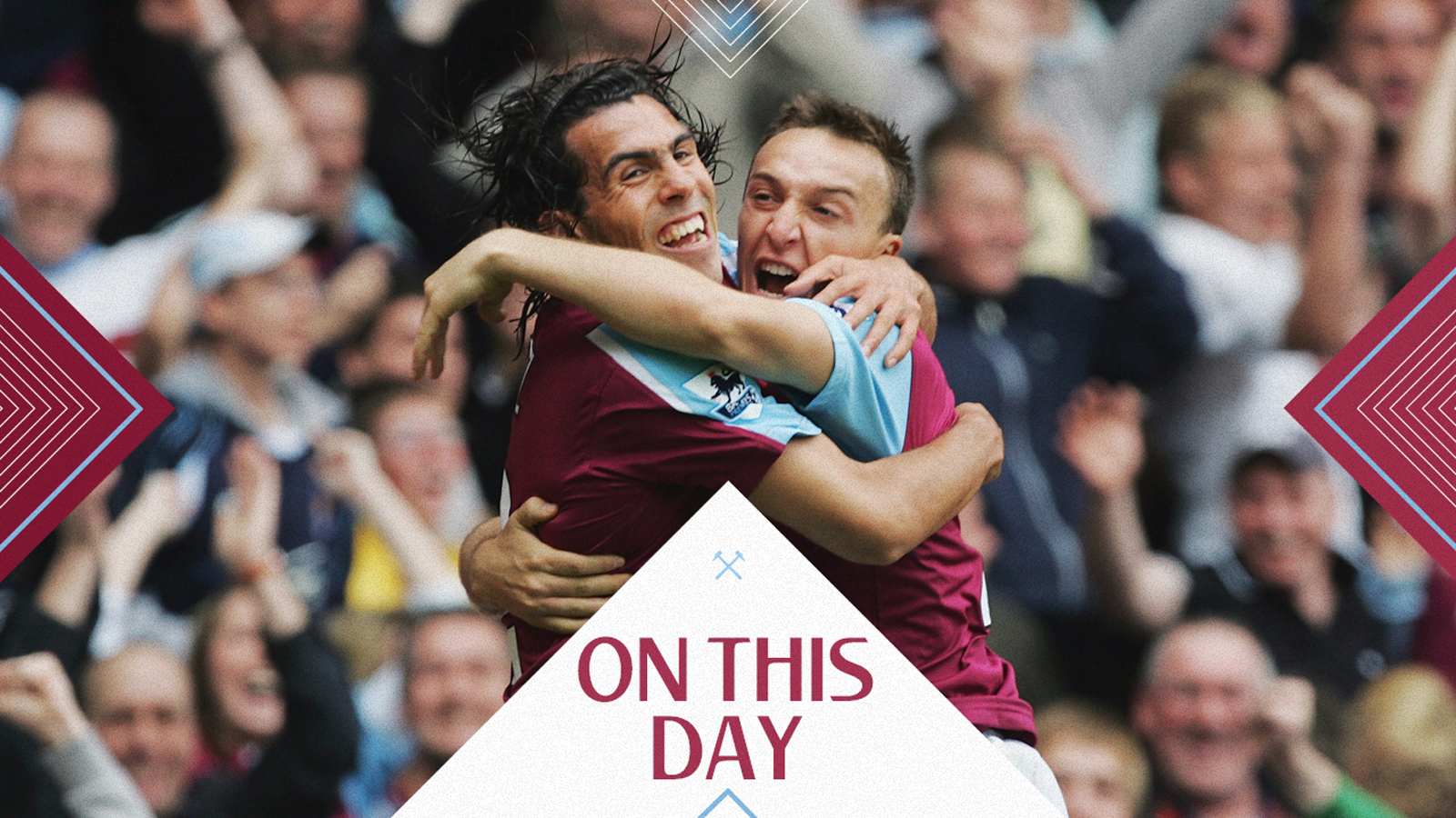 Carlos Tevez and Mark Noble celebrate against Bolton Wanderers on 5 May 2007