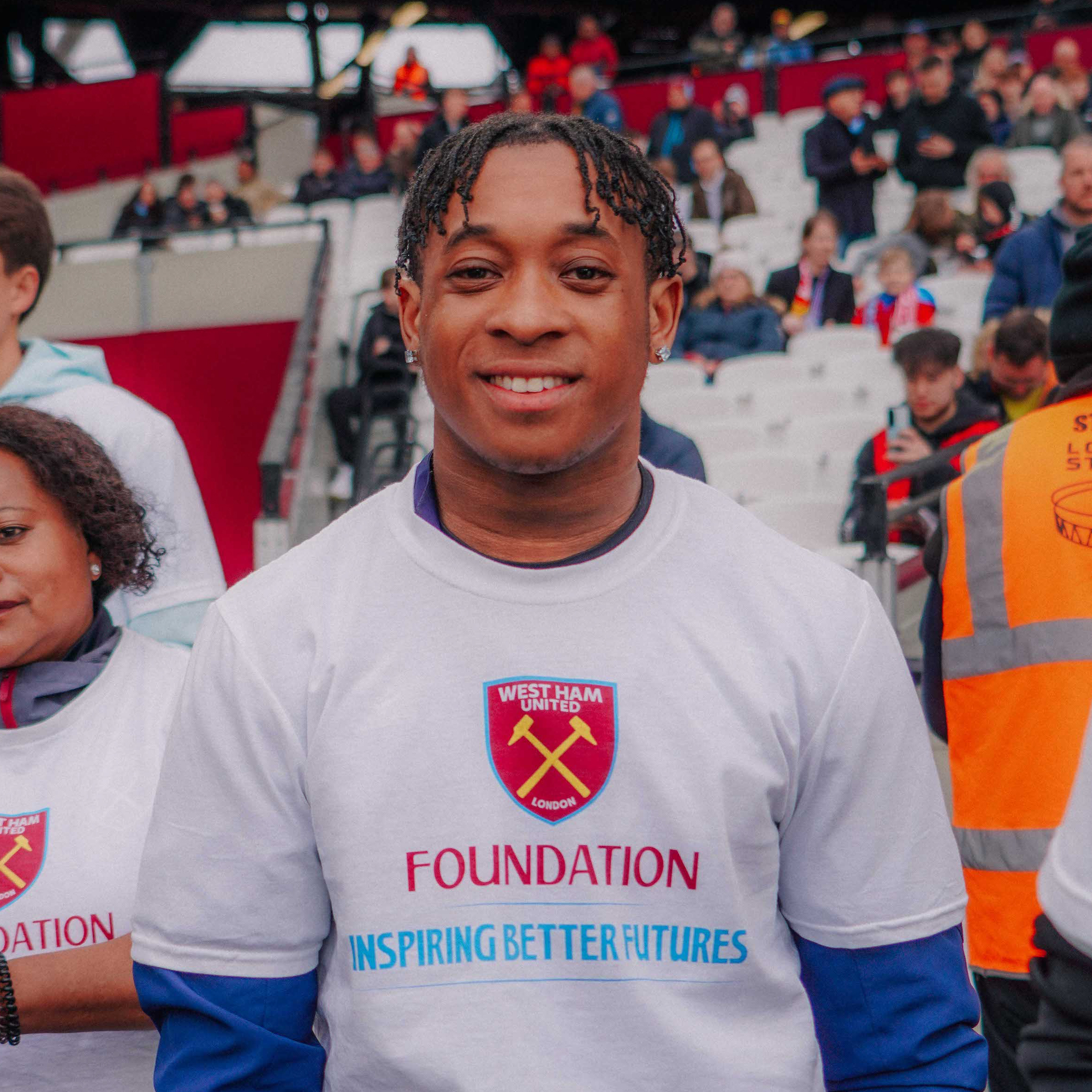 Pharrell, part of WHU Foundation's guard of honour