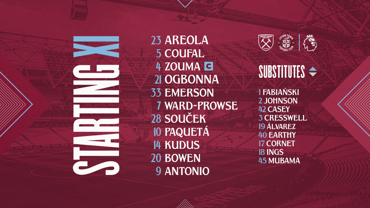 Line-up v Luton Town