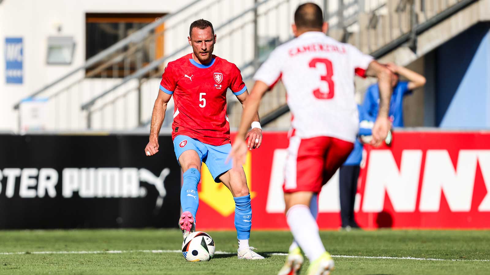 Vladimír Coufal in action for Czech Republic against Malta