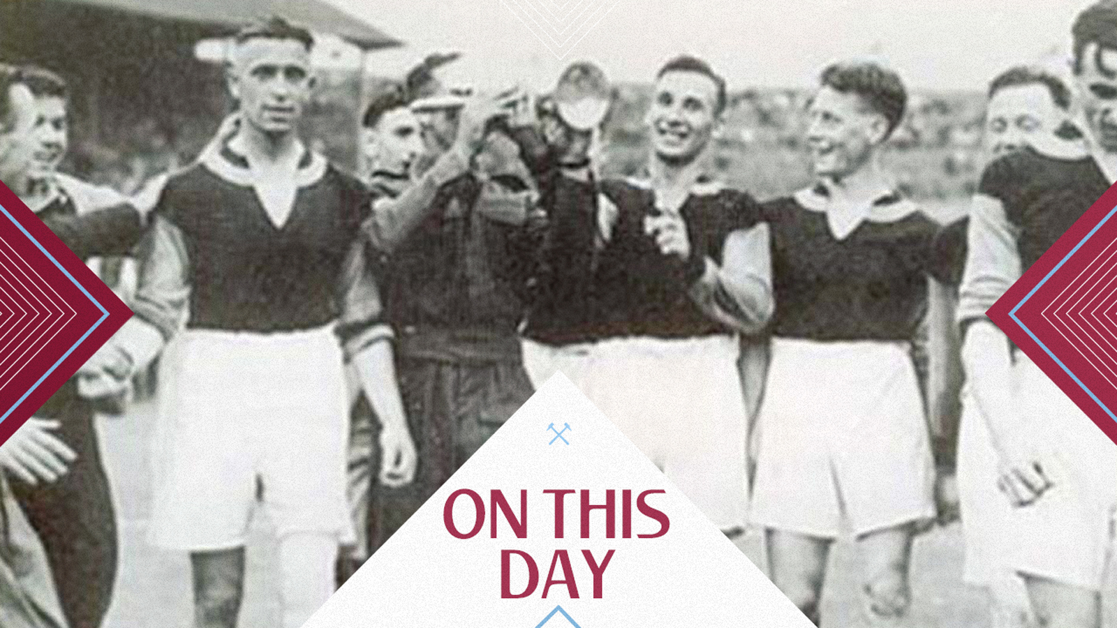 West Ham players celebrate lifting the Football League War Cup in 1940