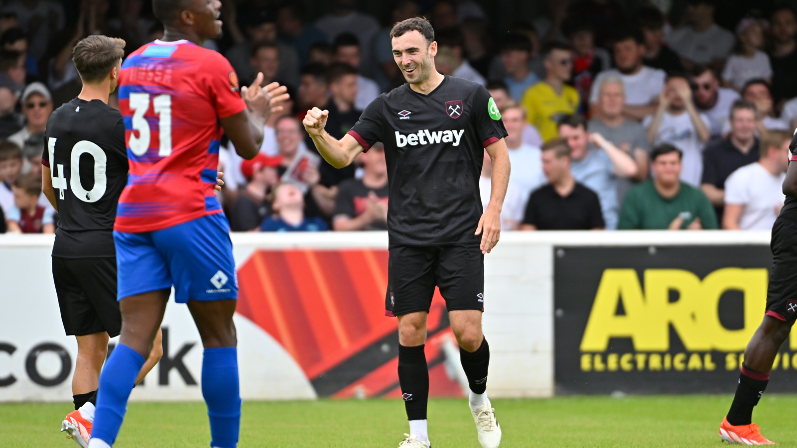 Andy Irving celebrates his goal against Dagenham & Redbridge