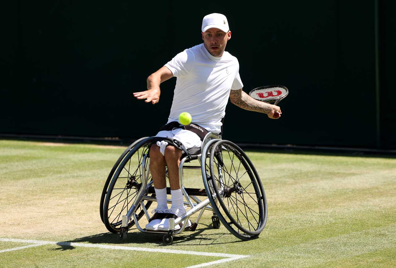 Andy Lapthorne in action at Wimbledon