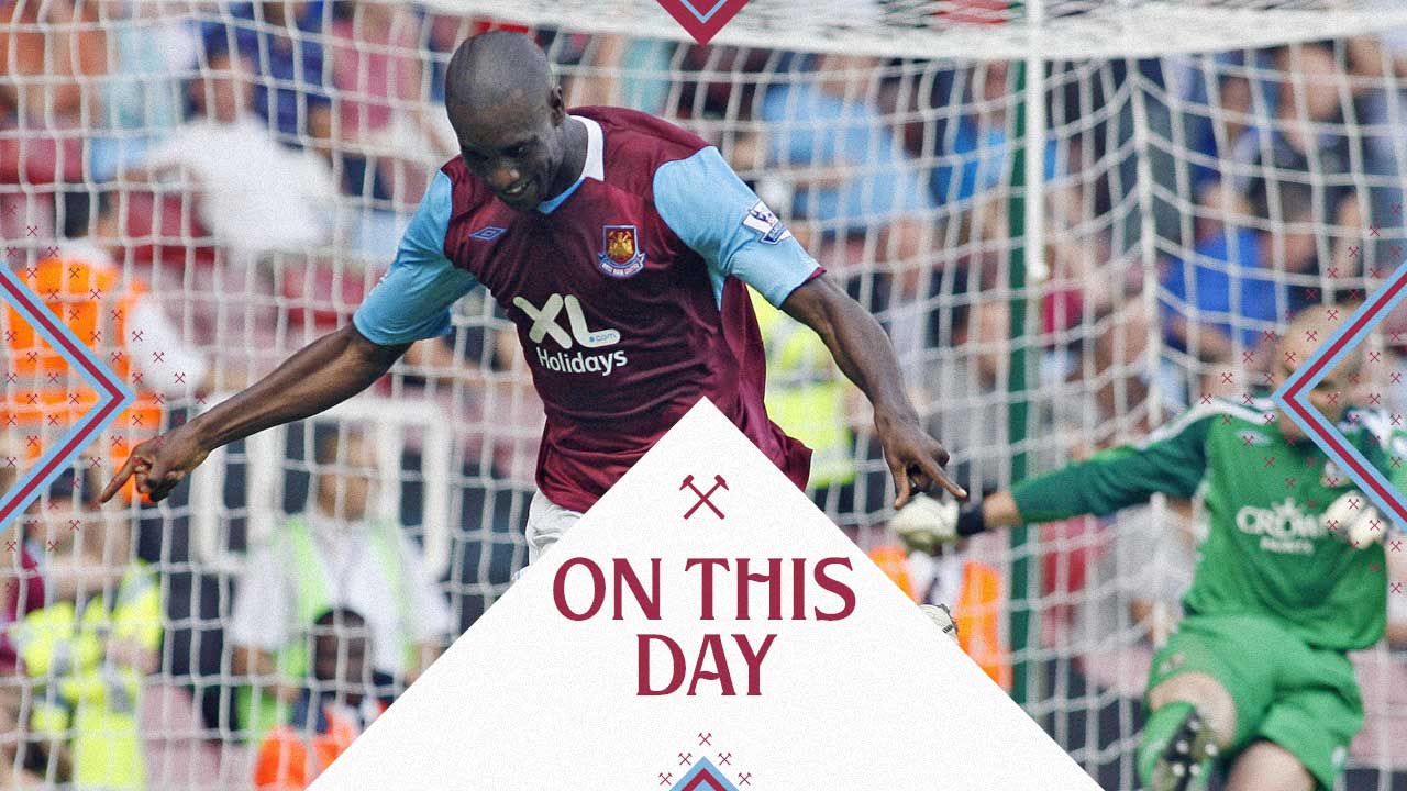 Carlton Cole celebrates scoring against Blackburn in August 2008