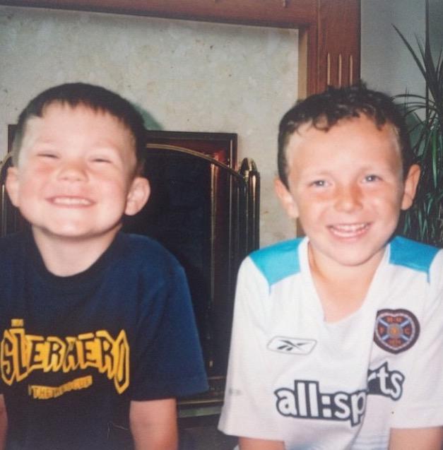 Andy Irving (right) in his first Hearts shirt!