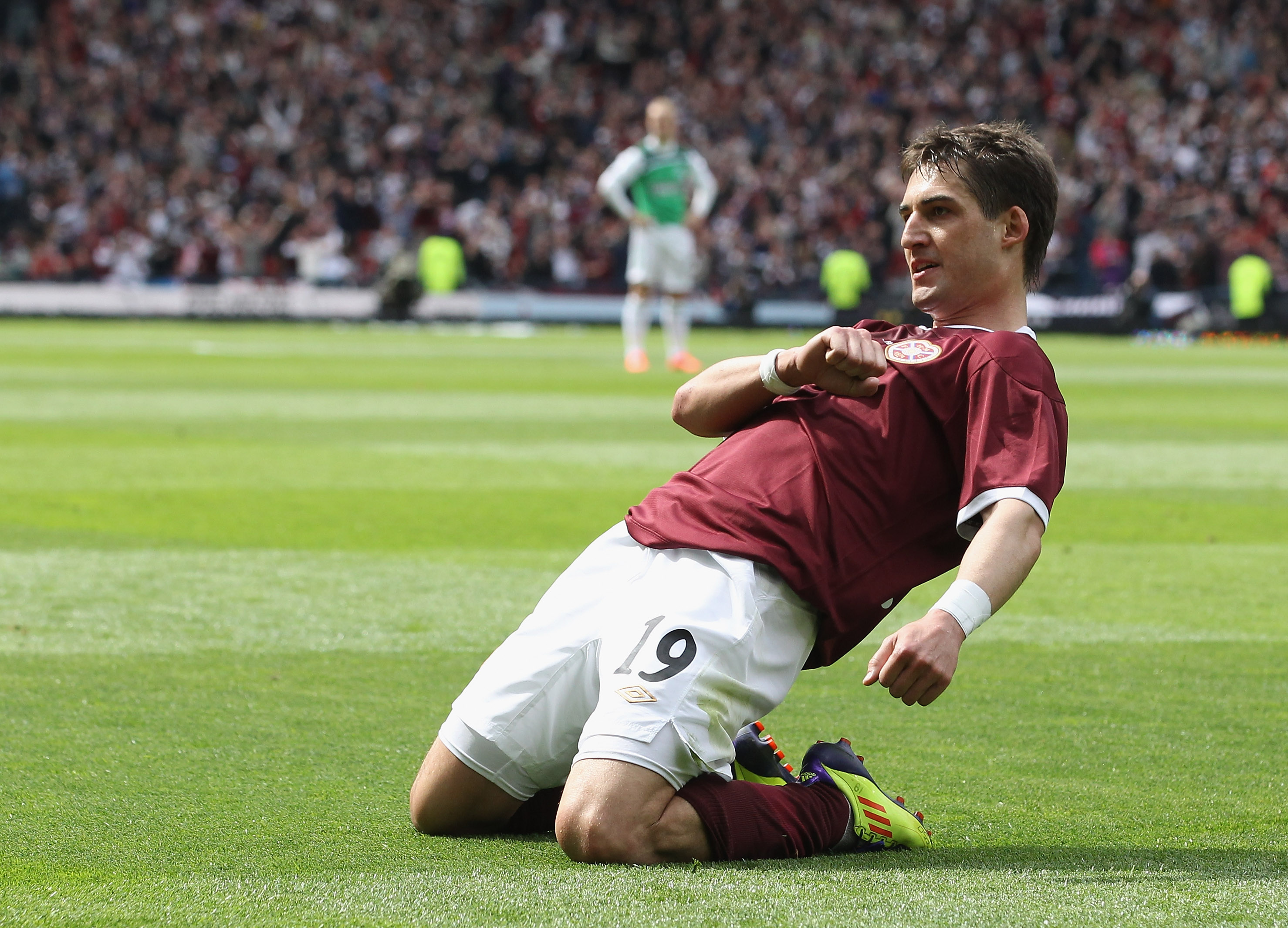 Rudi Skacel of Hearts celebrates