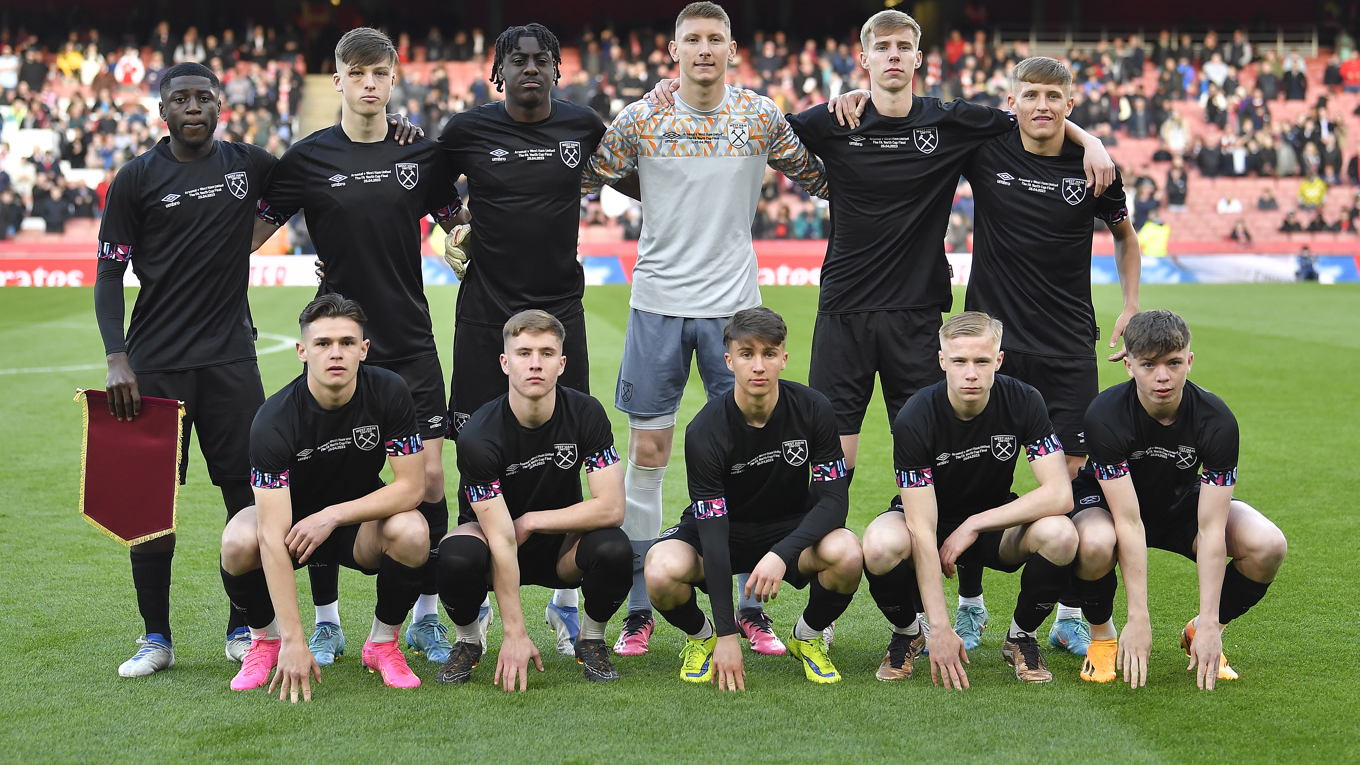 Clayton lines up with teammates for FA Youth Cup final ahead of 5-1 victory over Arsenal