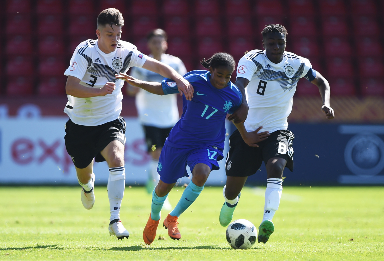 Crysencio Summerville in action for Netherlands U17s against Germany