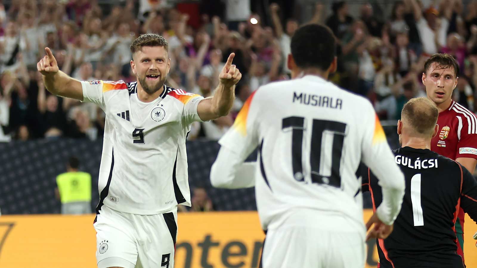 Niclas Füllkrug celebrates his goal for Germany against Hungary