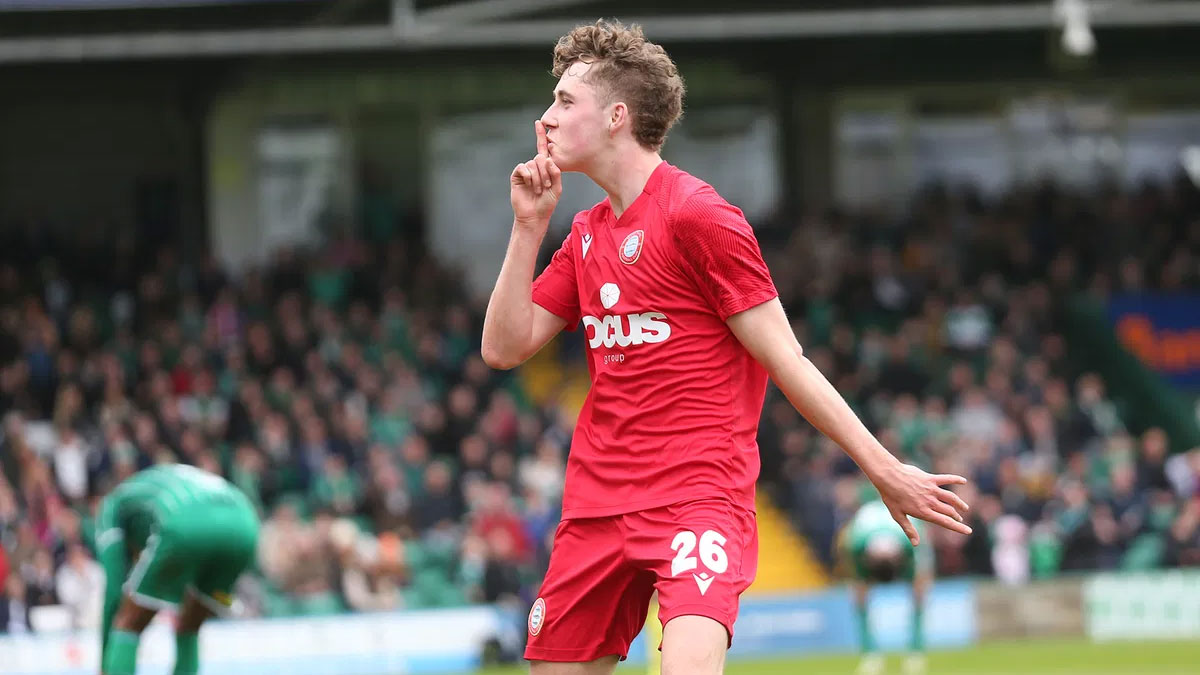 Brad Dolaghan celebrates scoring for Worthing at Yeovil