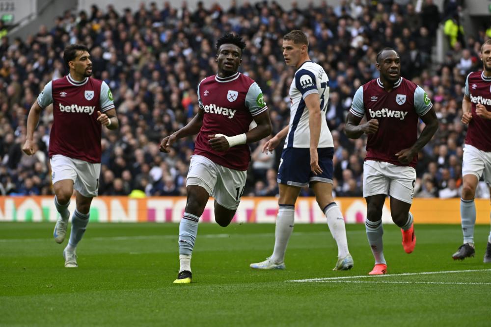 Mohammed Kudus celebrates his goal at Tottenham