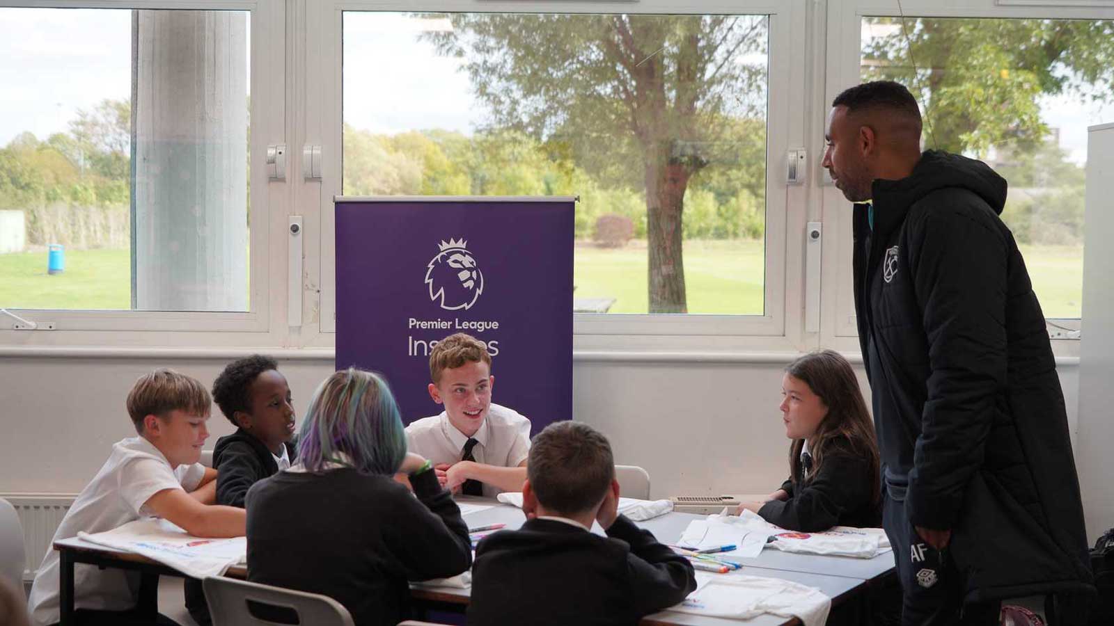 Anton Ferdinand talks to students