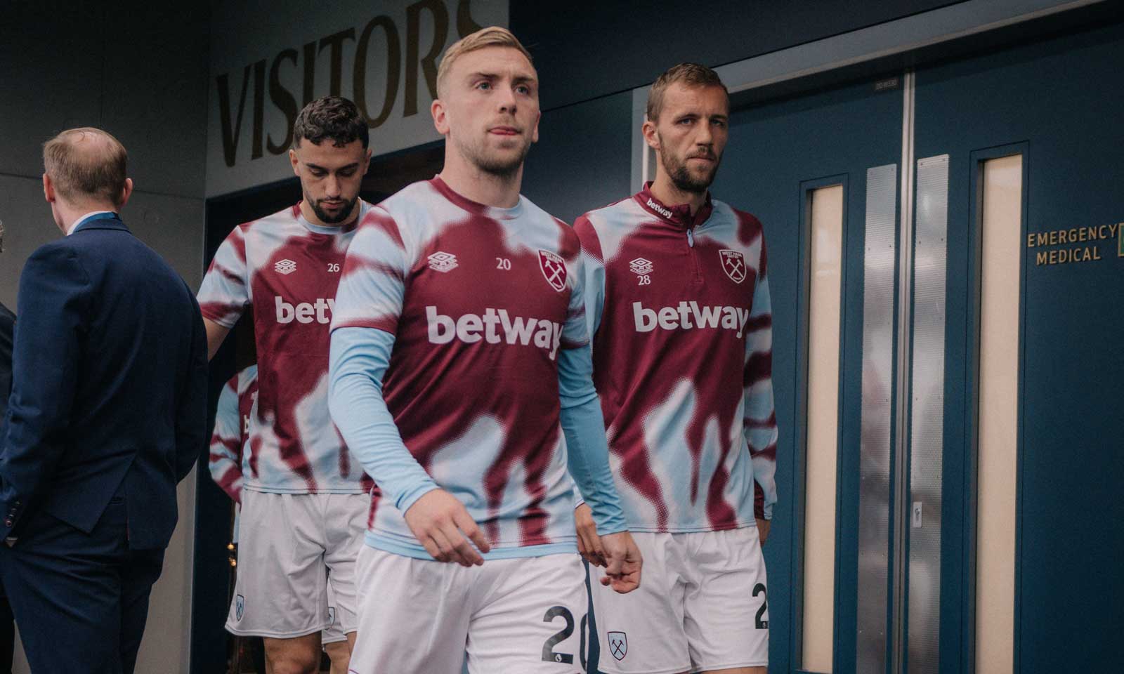 Jarrod Bowen leads the Hammers out to warm-up at Tottenham