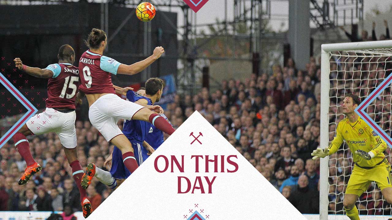 Andy Carroll scores against Chelsea in October 2015