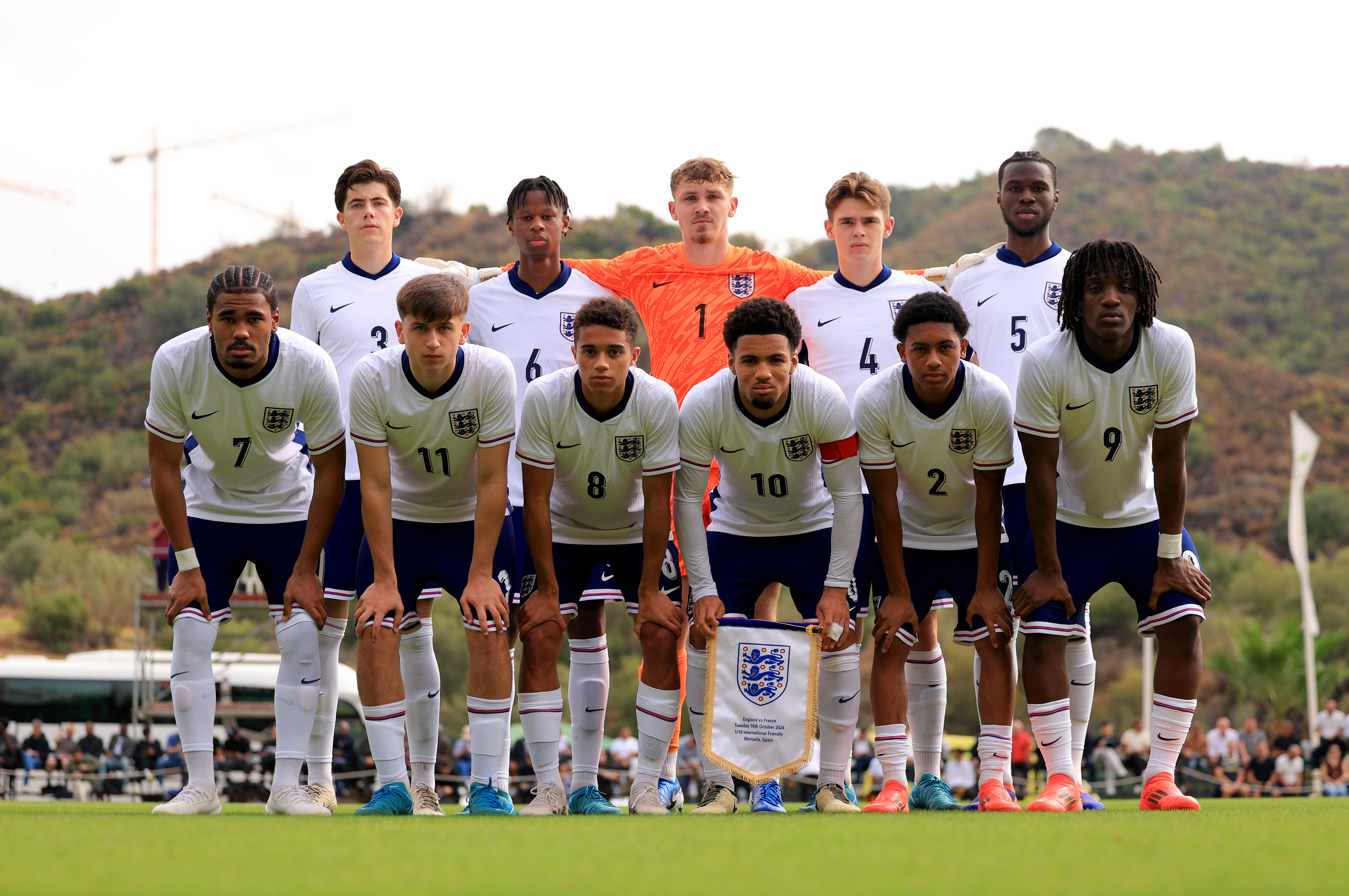 England U19s line-up against France