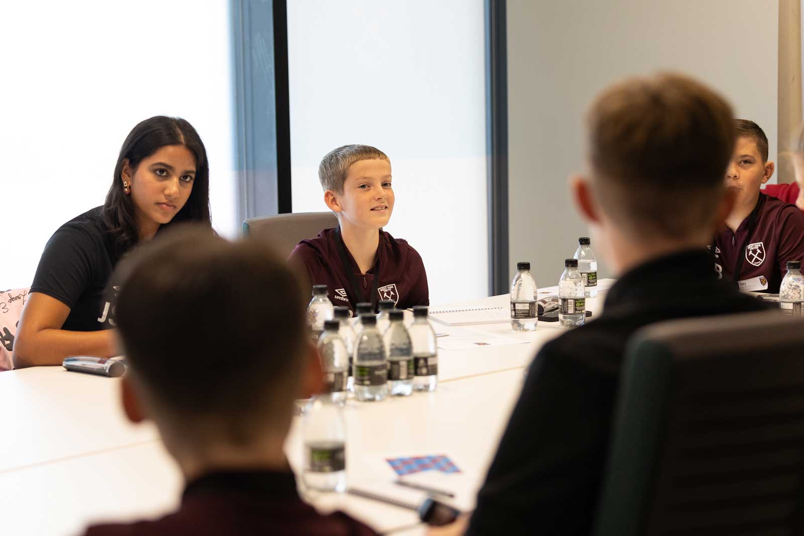 Junior Supporters' Board members in discussion at their first meeting of the new season