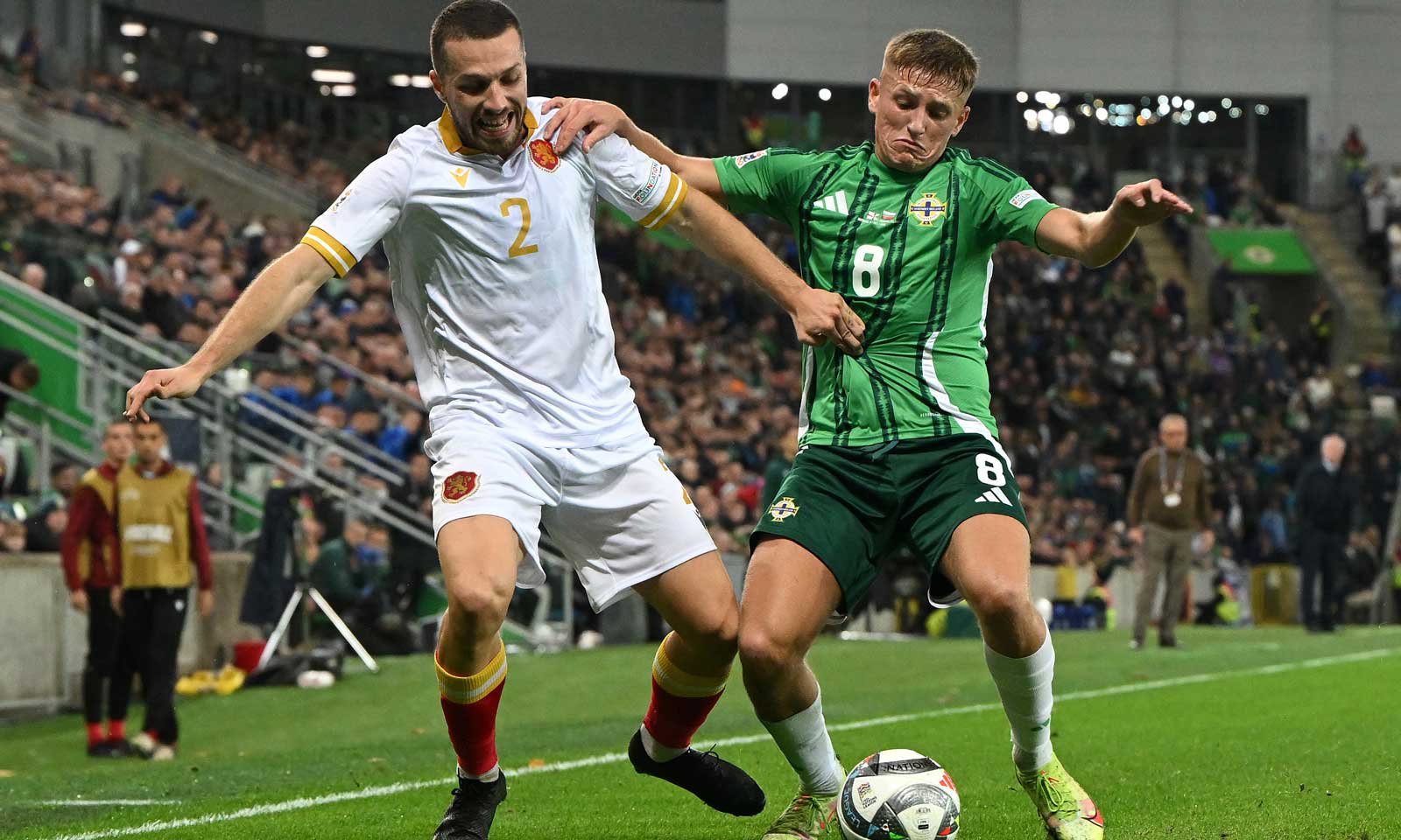 Callum Marshall in action for Northern Ireland against Bulgaria