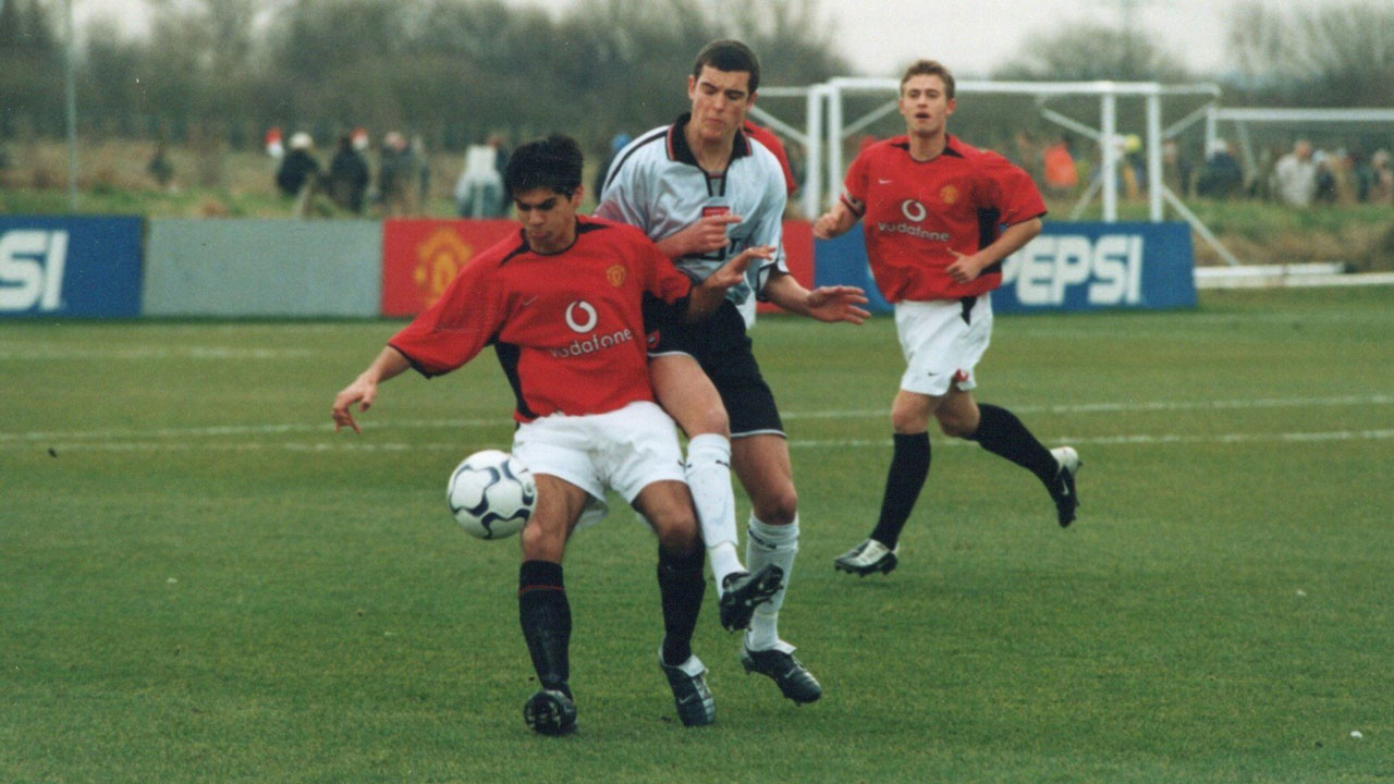 Kalam Mooniaruck in action for Manchester United U19s