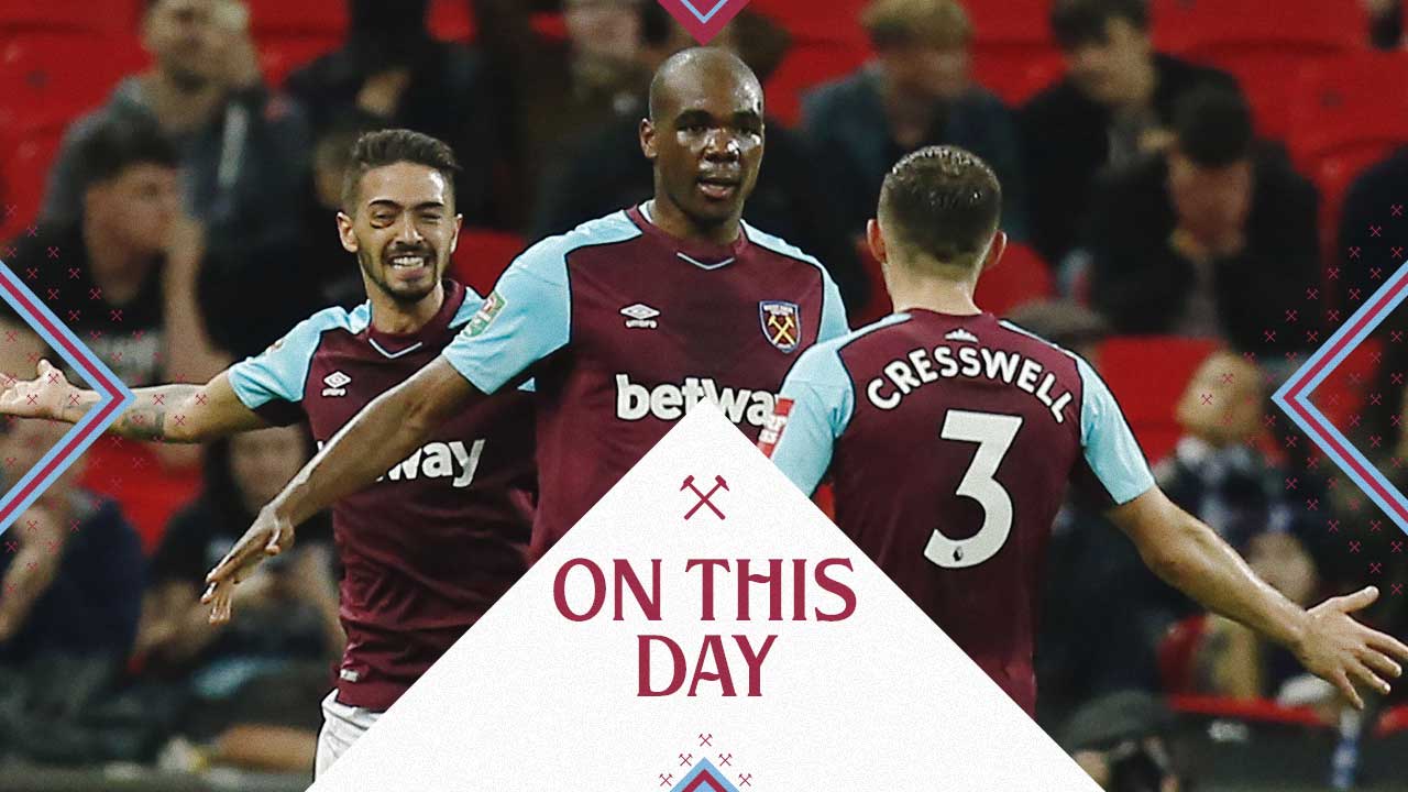 Angelo Ogbonna celebrates his goal against Tottenham at Wembley