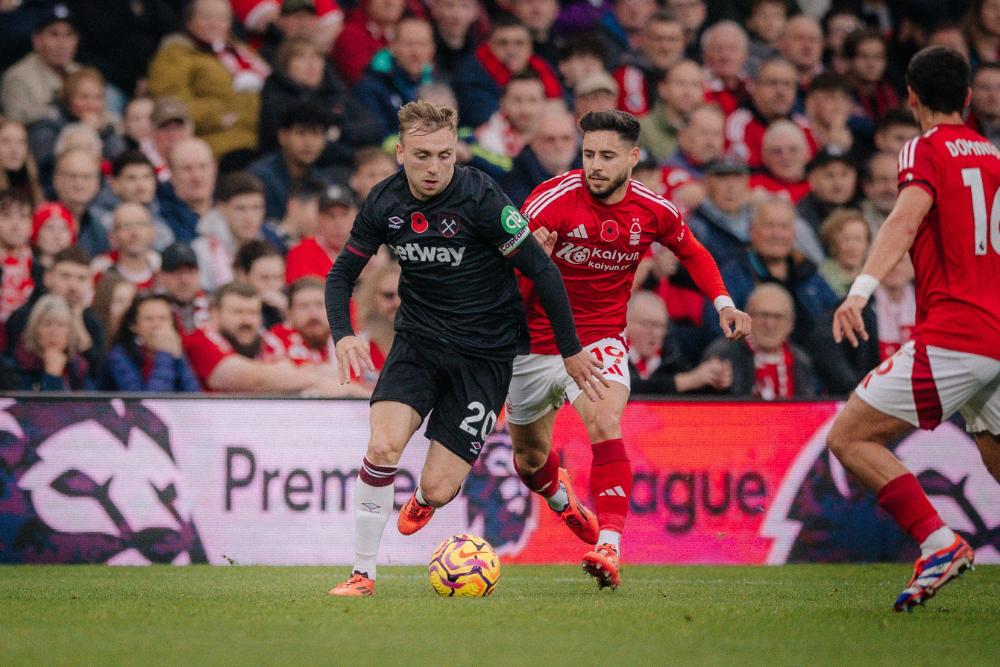 Jarrod Bowen in action at Nottingham Forest