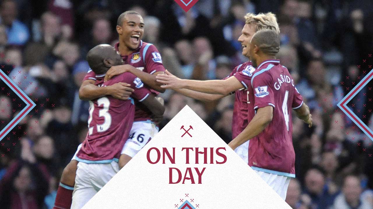 Junior Stanislas celebrates scoring against Burnley in November 2009