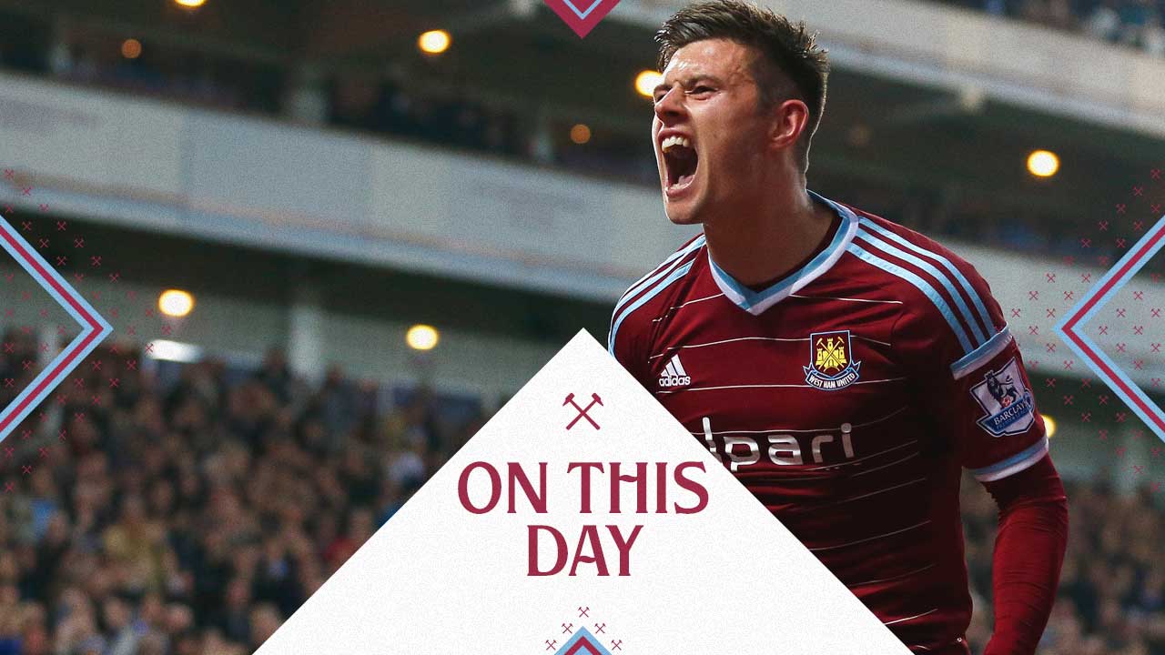 Aaron Cresswell celebrates scoring against Newcastle in November 2014