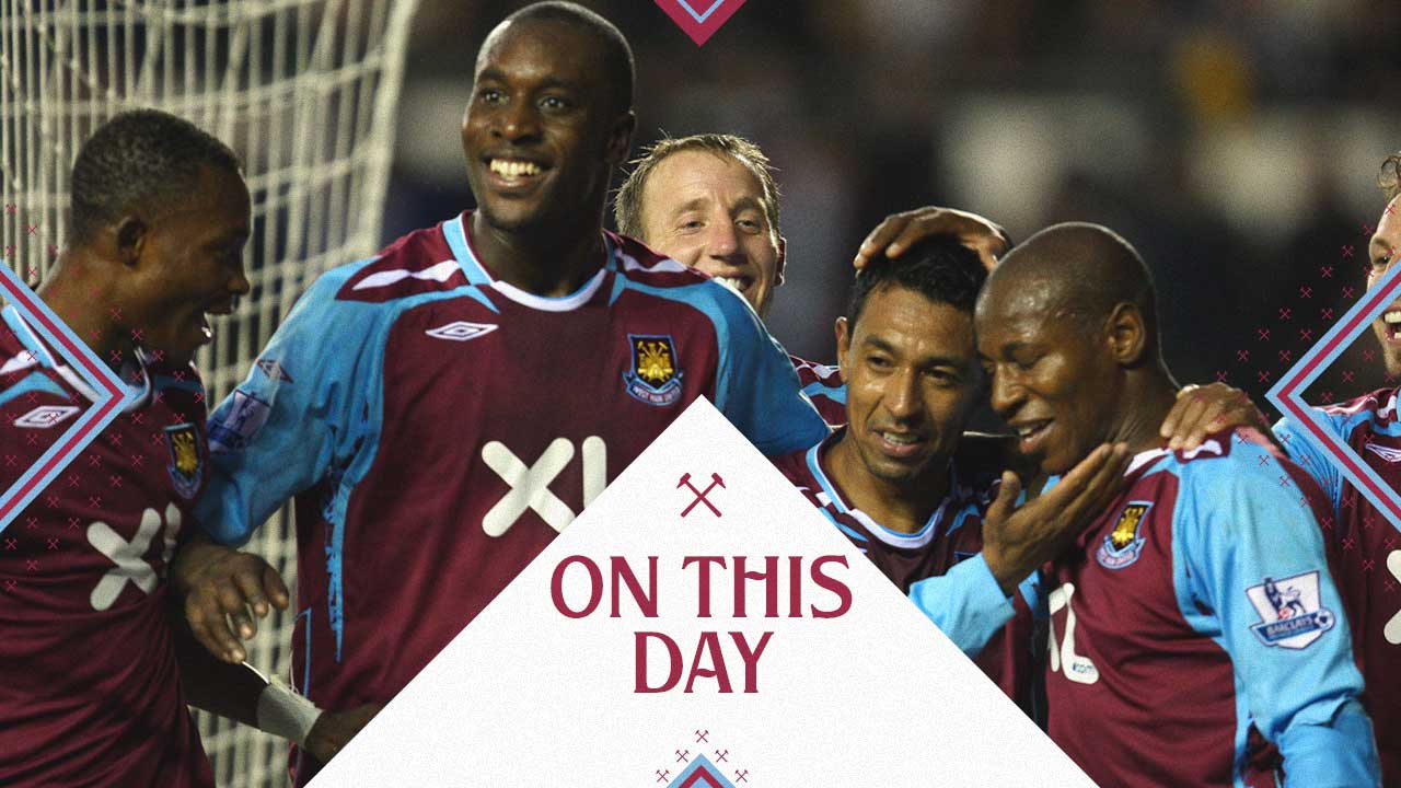 West Ham players celebrate at Derby in 2007