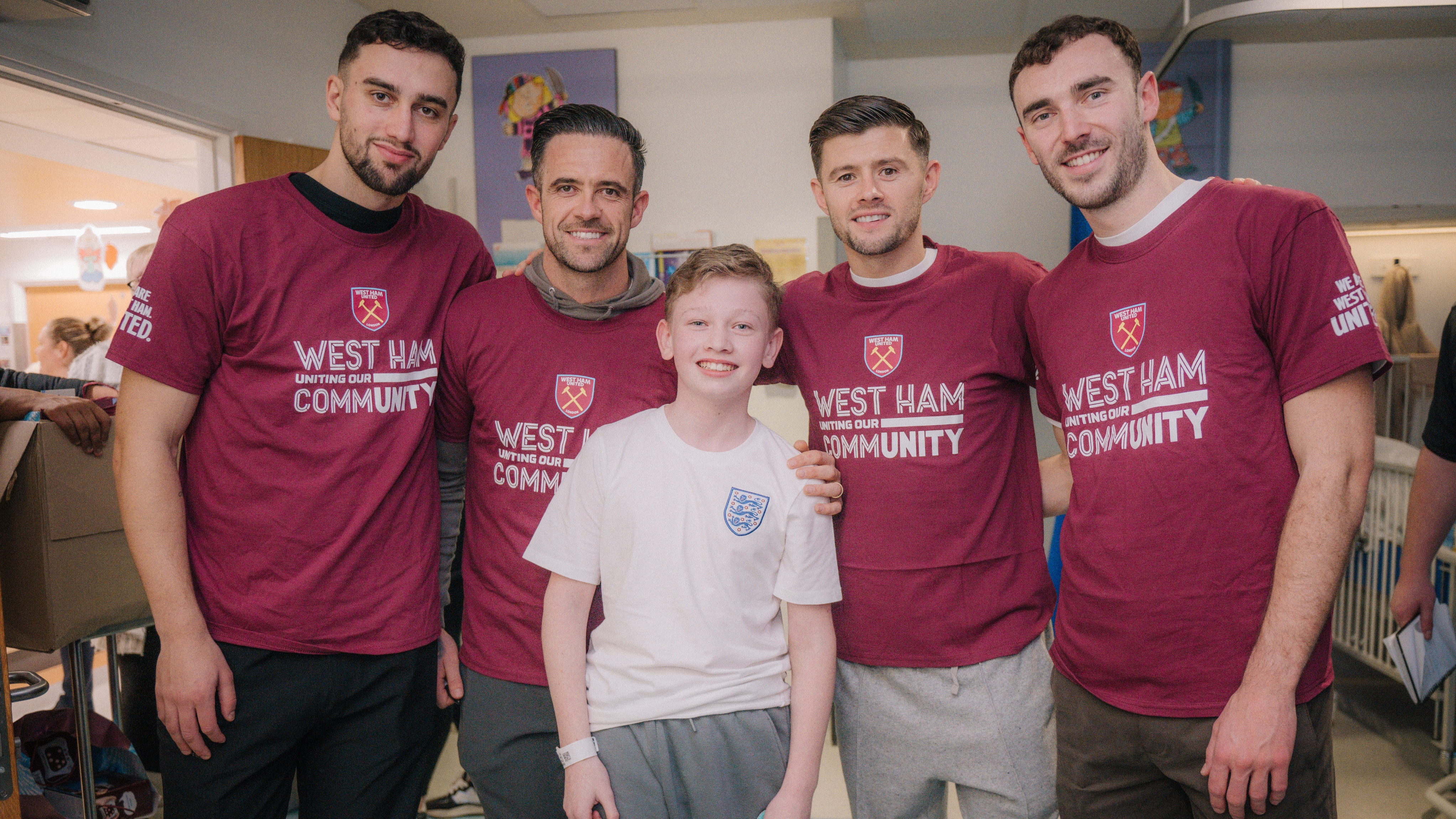 Hammers quartet spread cheer at Queen's Hospital in Romford