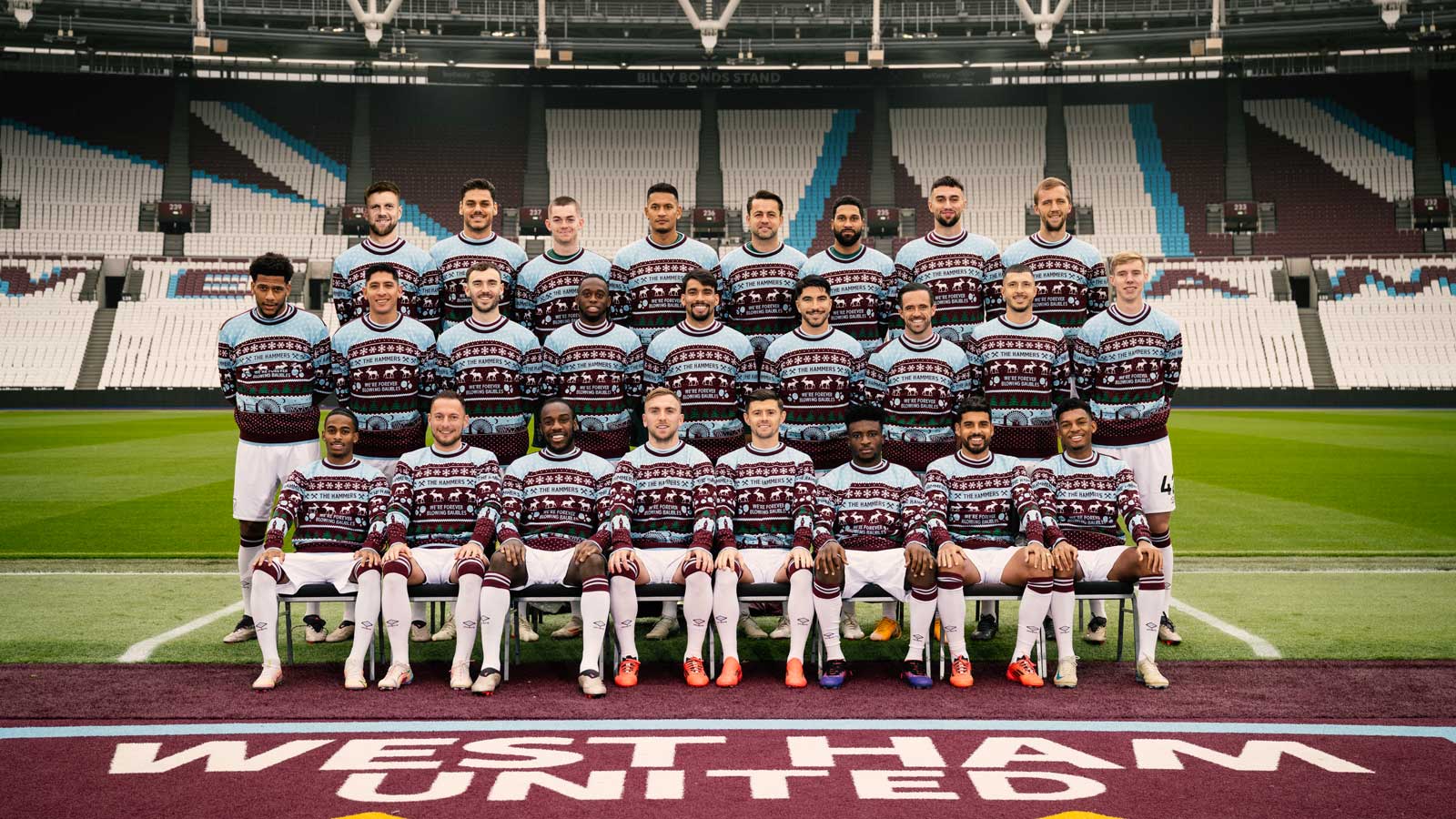 West Ham United men's first team in Christmas Jumpers