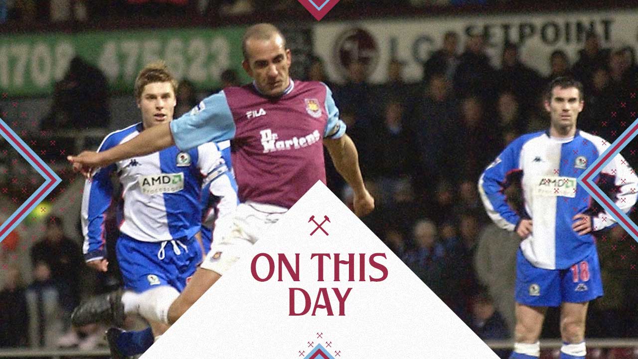 Paolo Di Canio scores against Blackburn in January 2003