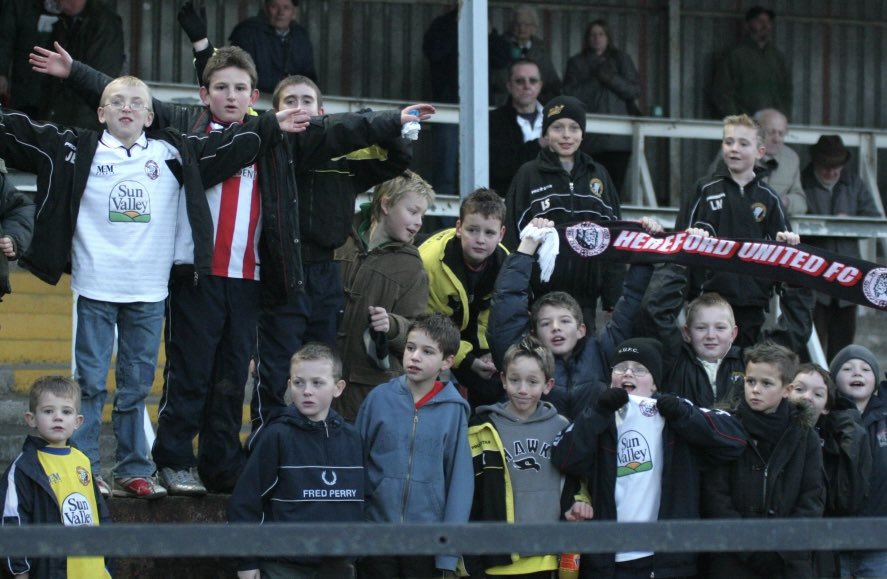 Jarrod Bowen and his Leominster Minors teammates at a Hereford United match