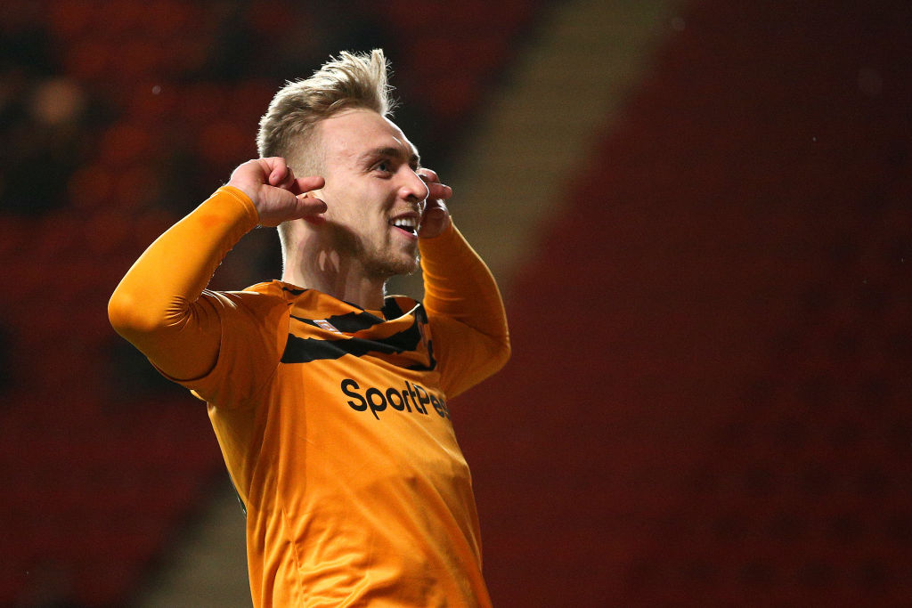 Jarrod Bowen celebrated scoring over 50 goals for Hull City