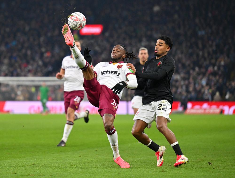 Aaron Wan-Bissaka in action at Aston Villa