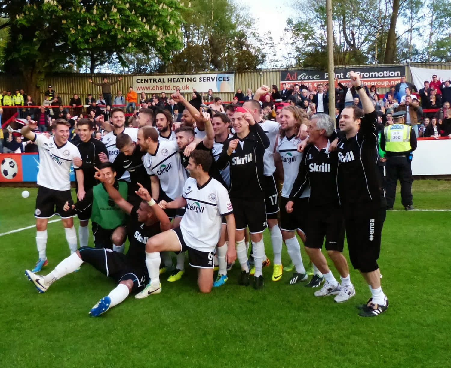 Jarrod Bowen celebrates staying up with Hereford United in 2014