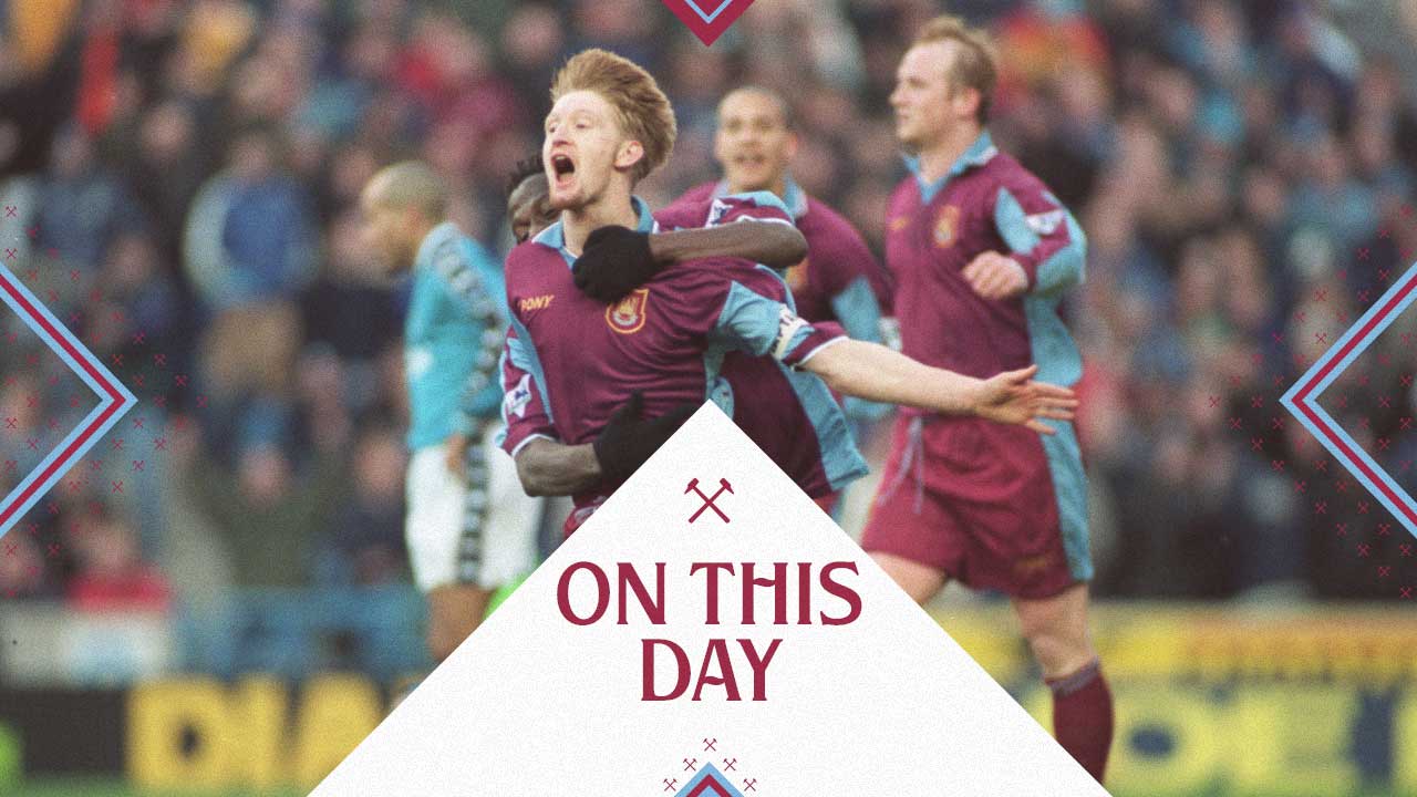 Steve Lomas celebrates his goal against Manchester City in 1998