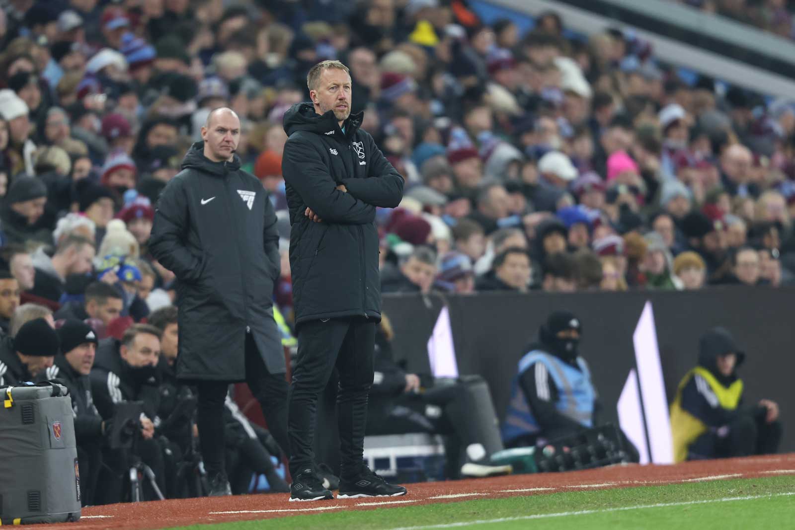 Graham Potter on the touchline at Aston Villa