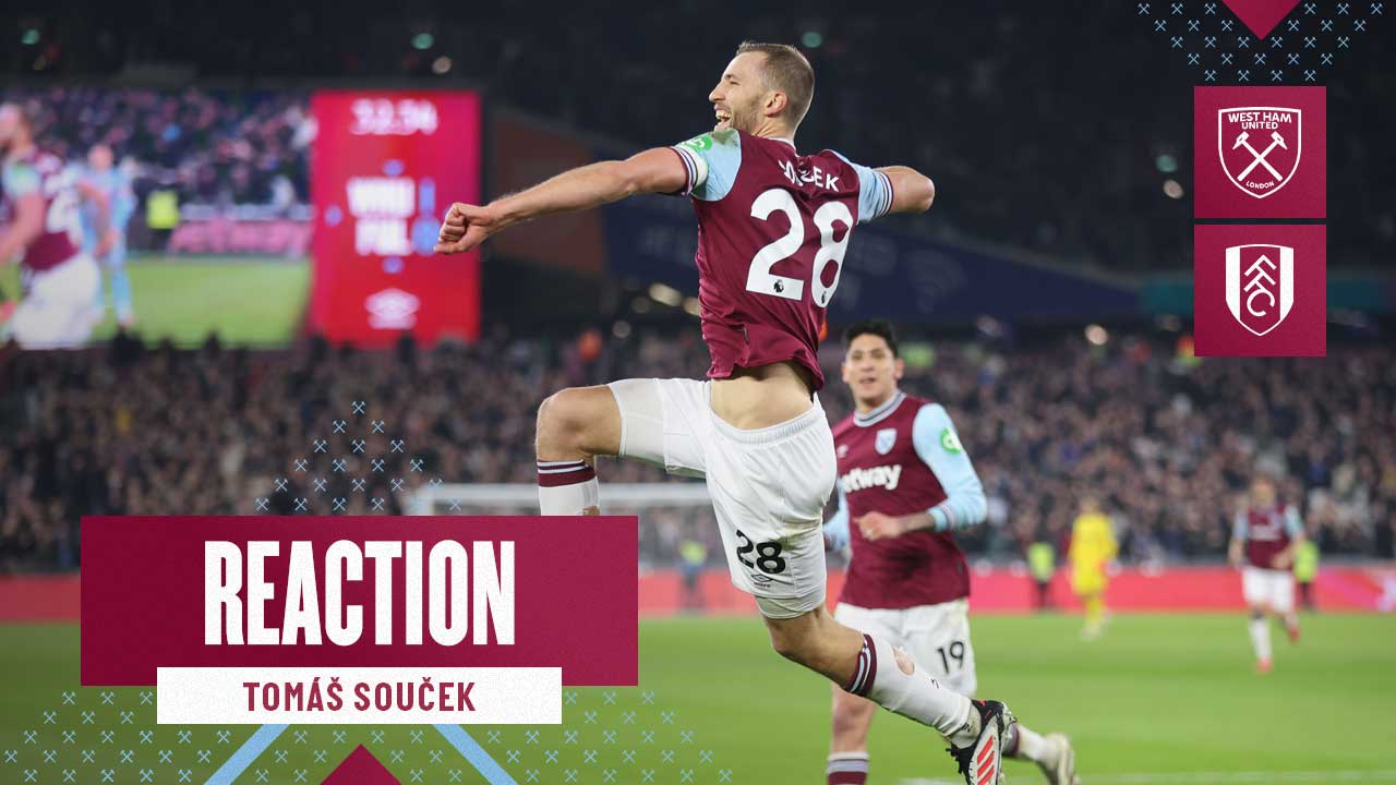 Tomáš Souček celebrates against Fulham