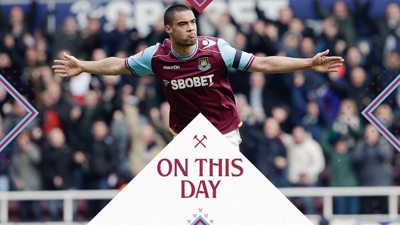 Winston Reid celebrates scoring against Millwall