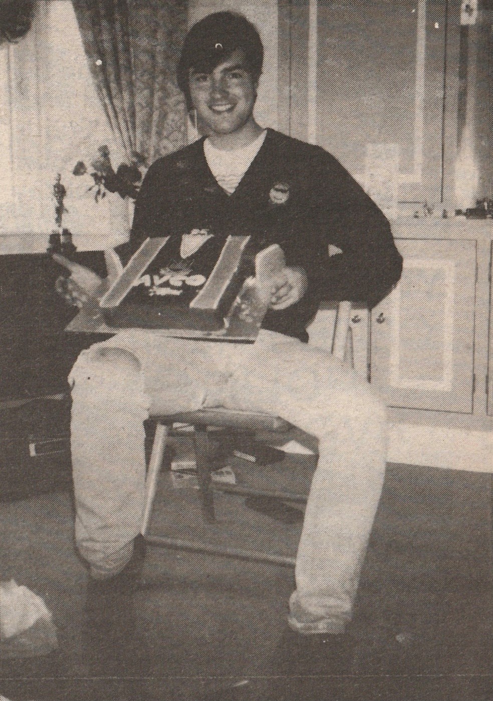 Nick Berry with a West Ham themed birthday cake in the late 1980s