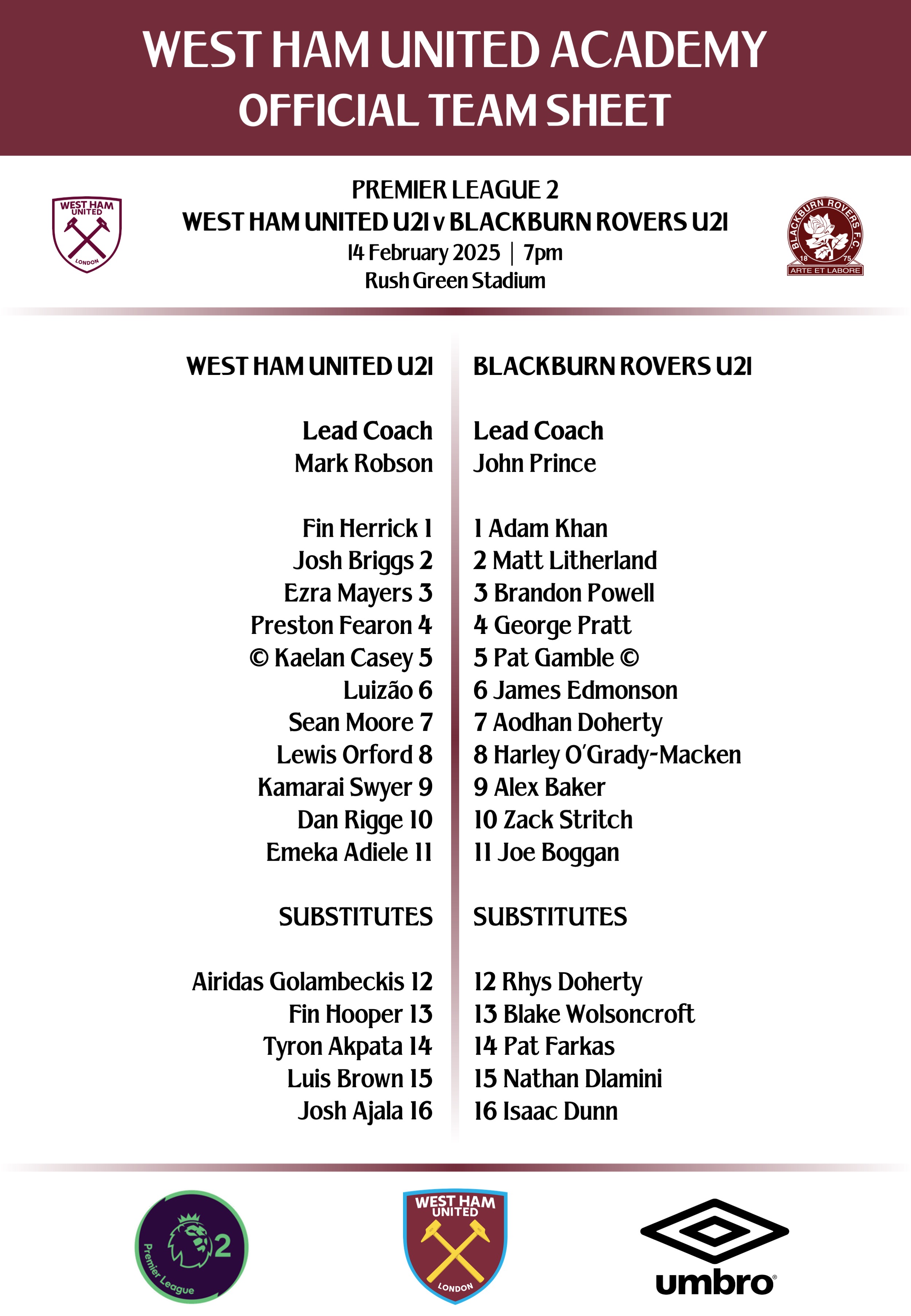 Teamsheet