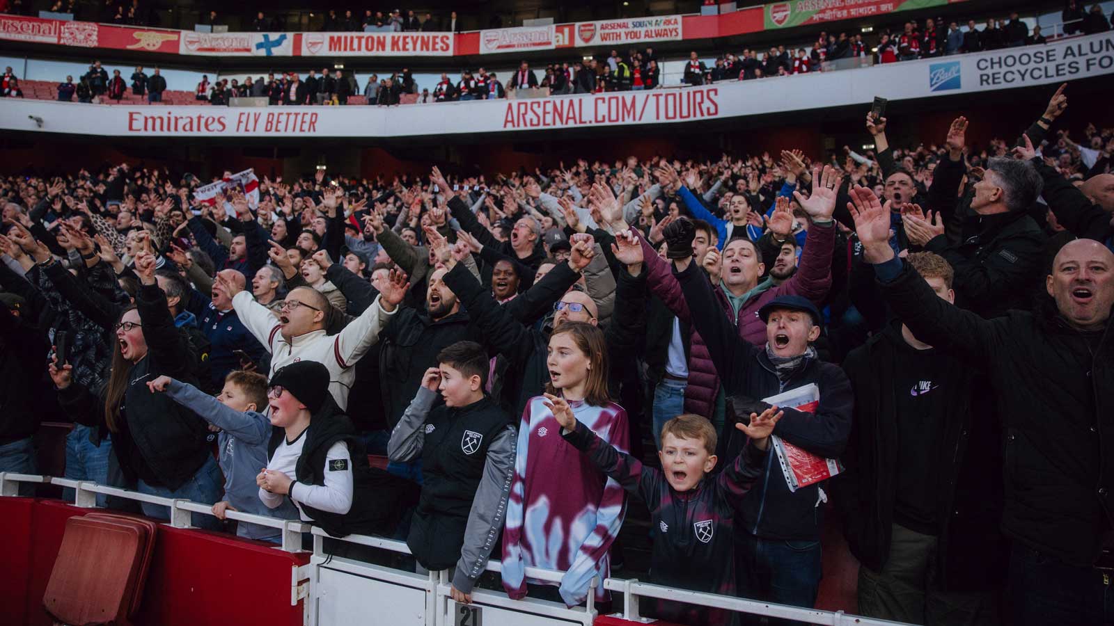 West Ham United away fans at Arsenal