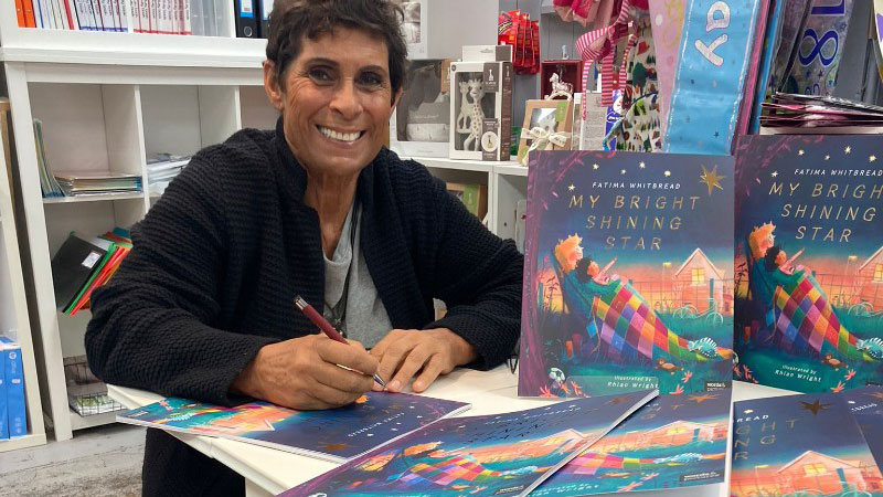 Fatima Whitbread signing books