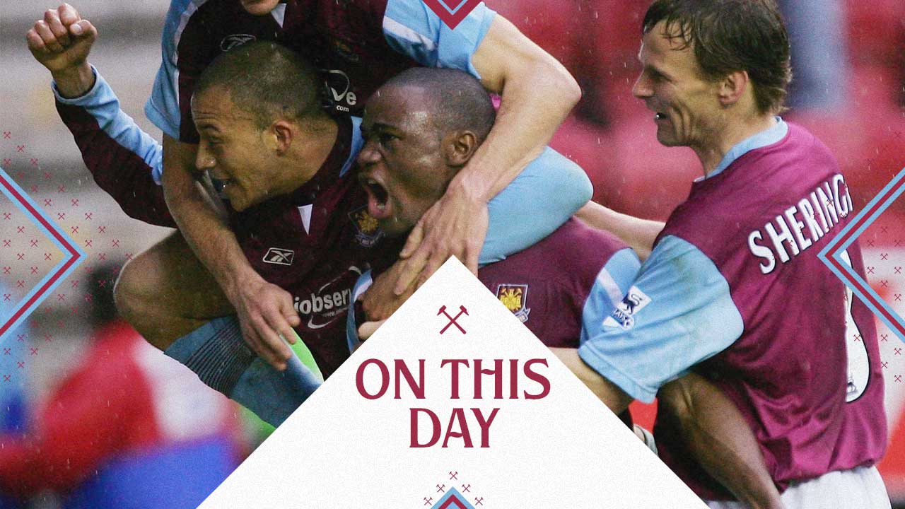 Nigel Reo-Coker celebrates his winner at Wigan in 2006