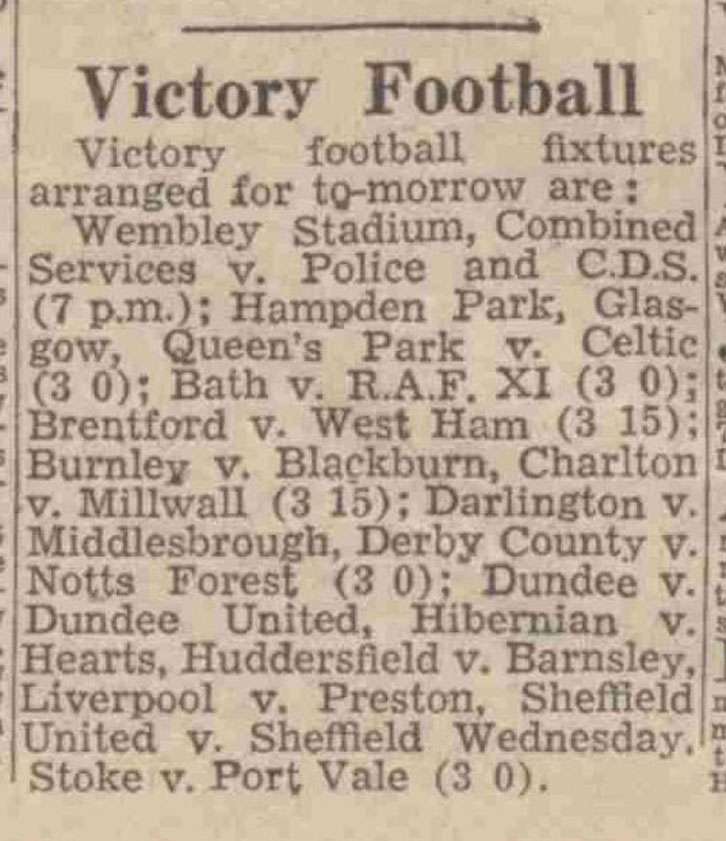 VE Day Victory Matches