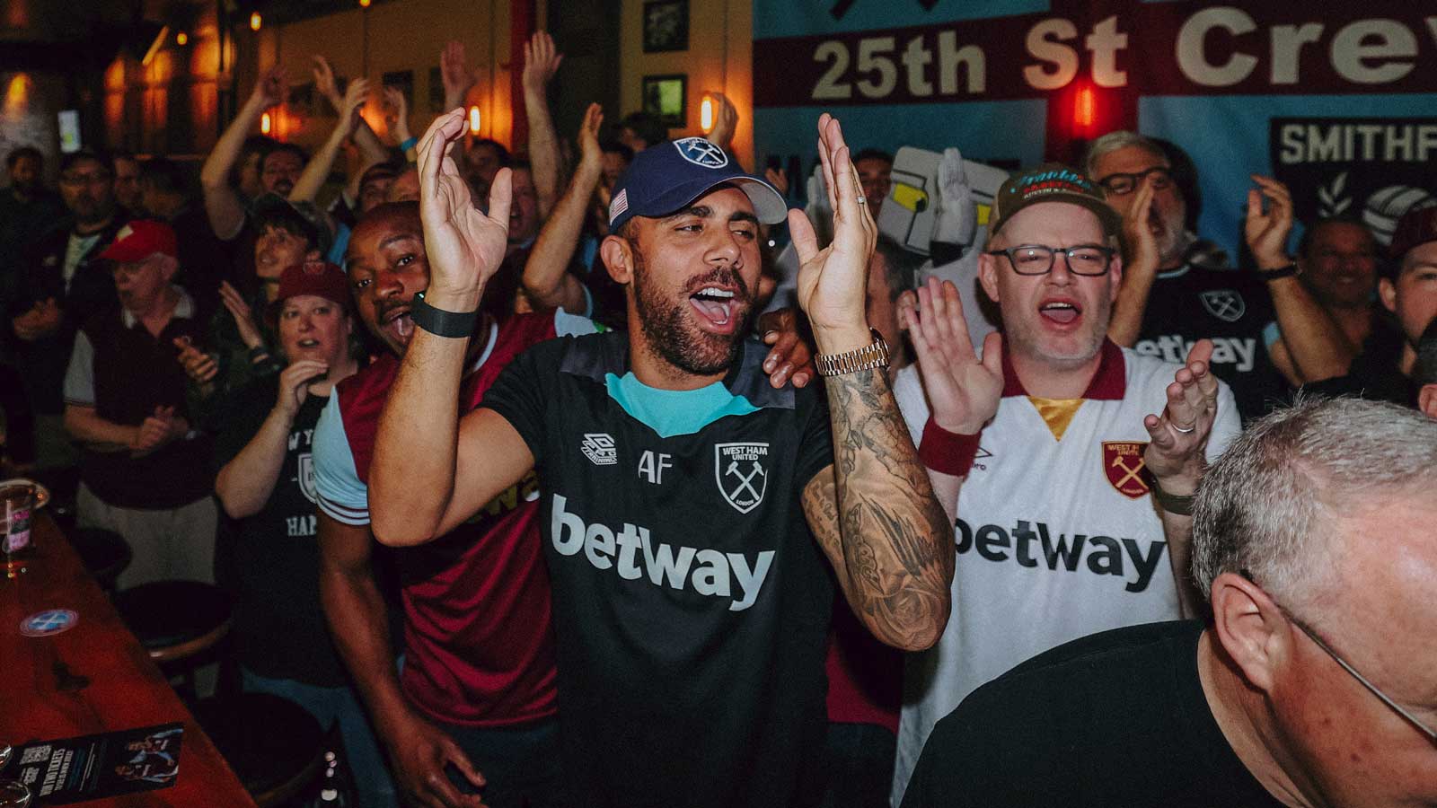 Anton Ferdinand at the NYC Hammers watch party