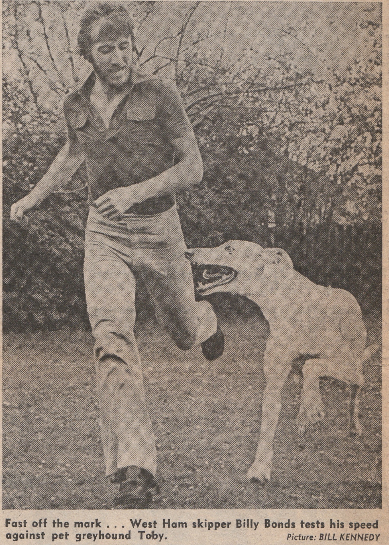 Billy Bonds showed his athleticism by racing his pet greyhound!
