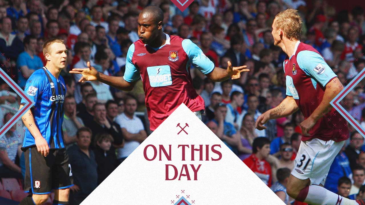 Carlton Cole celebrates scoring against Middlesbrough in May 2009