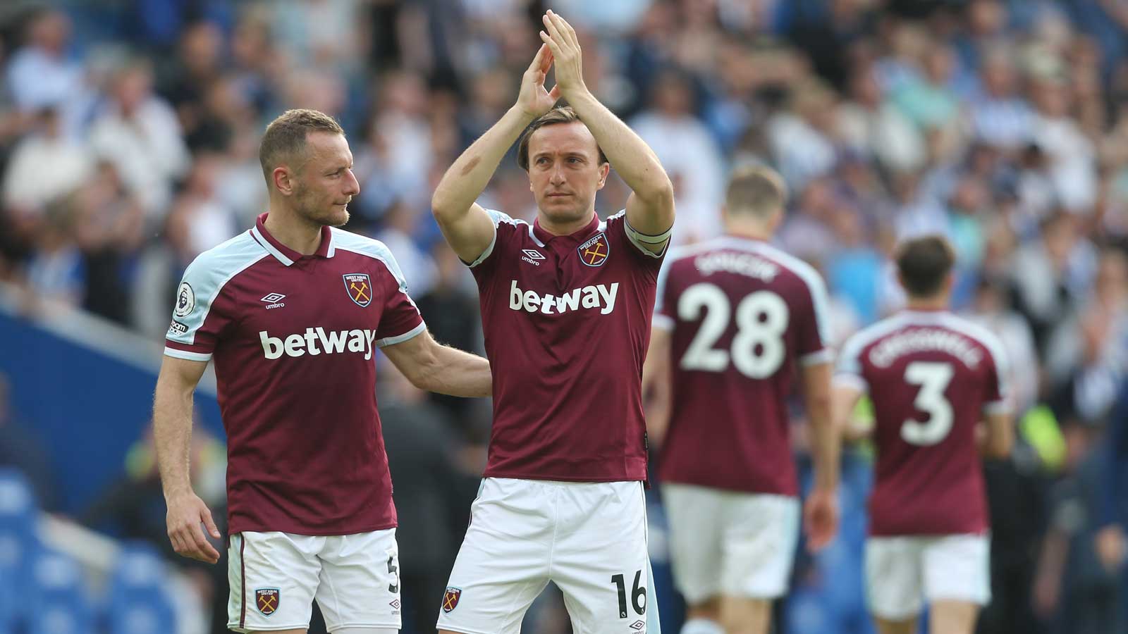 Mark Noble applauds the Hammers fans